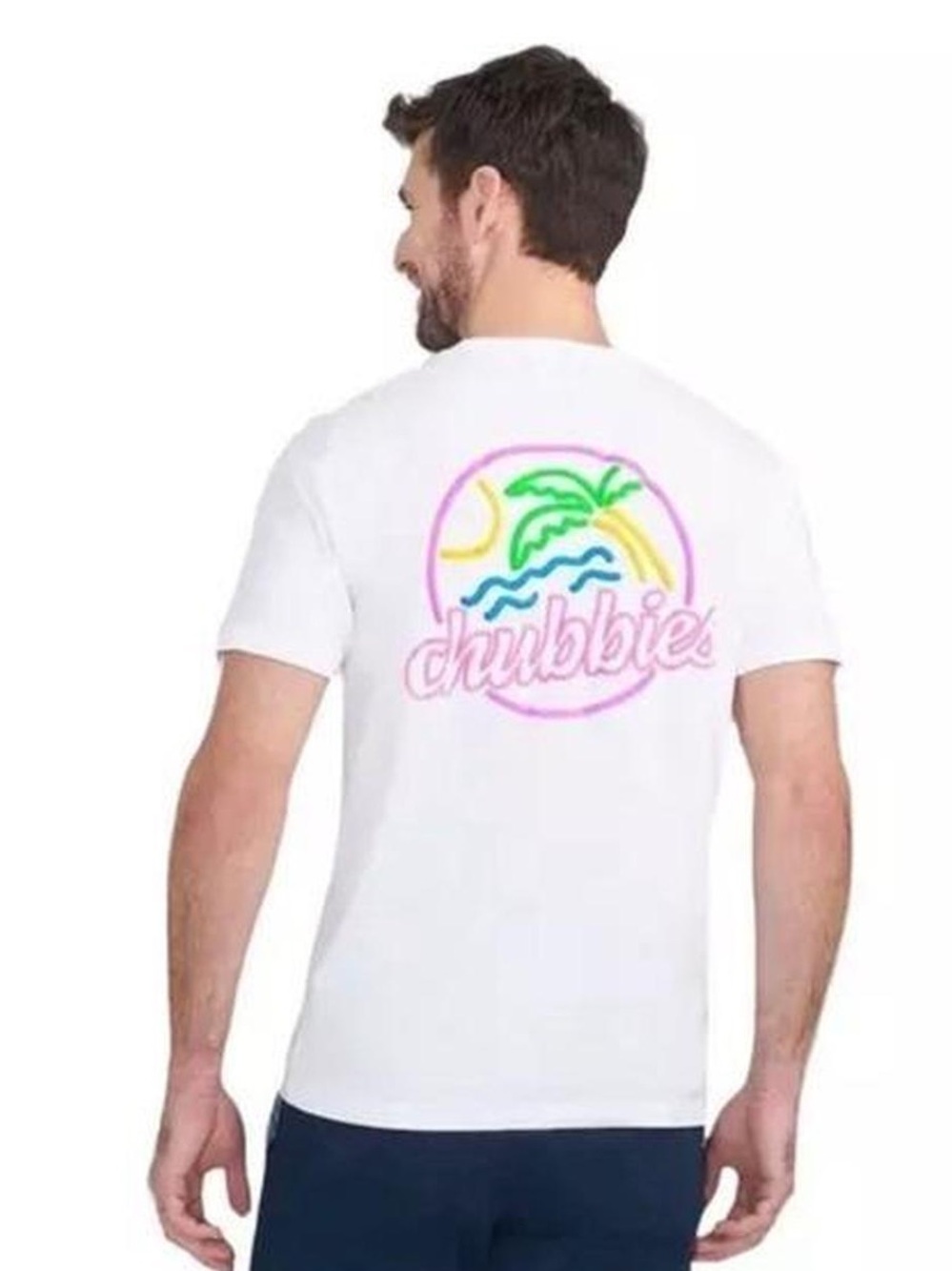 Chubbies White Neon Palm Logo Tee L